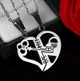 Парні підвіски для закоханих серце та ключик love 1314 520 дві половинки серця сріблясті - зображення 1