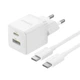 СЗУ Baseus Palm Fast Charger PD30W+QC3.0 (1USB-A/1C) + кабель Type-C to Type-C (P1011160A) Moon White - изображение 1