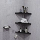 Набір для ванної кімнати «MINIMALISM»: кутова полиця (3 шт.) + мильниця Чорний - зображення 3