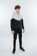 Костюм спортивный для мальчика с капюшоном (толстовка+брюки) 389092 двунитка 122см черный с серым (35702890122) - изображение 1