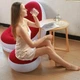 Надувний диван з пуфом та насосом 116×88×83 см Air Sofa червоний, меблі для відпочинку вдома та на природі - зображення 7
