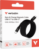 Kabel zasilający i synchronizujący Verbatim 100 W z magnesem, USB-C do USB-C, 120 cm, czarny (23942318637) - obraz 3