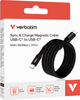 Kabel zasilający i synchronizujący Verbatim 60 W z magnesem, USB-C do USB-C, 120 cm, czarny (23942318590) - obraz 3
