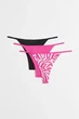 Набор трусиков H&M стринги thongs S 3 шт black pink черный розовый 0164 - изображение 1