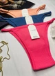 Набор женских трусов Dyana Intimates 3 шт бразилианы на регуляторах в рубчик SM Яркий розовый Персиковый Синий - изображение 2