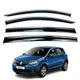 Дефлекторы окон (ветровики) для Renault Sandero / Stepway 2013-2021 с нерж. хром полоской (HAWK) - изображение 1