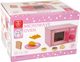 Zestaw kuchenny dla dzieci Lean Toys Mikrofalówka różowa + Jedzenie drewniany (5905323214514) - obraz 2