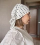 Муслинова хустка на голову в горошок 60*60 см біла - зображення 3