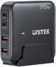 Настільний зарядний пристрій Unitek GaN 70W 2xUSB-A 2xUSB-C Black (P1228ABK01-EU) - зображення 1