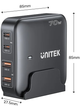 Настільний зарядний пристрій Unitek GaN 70W 2xUSB-A 2xUSB-C Black (P1228ABK01-EU) - зображення 3
