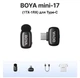 Бездротовий мікрофон BOYA Mini-17 (1TX-1RX) з приймачем для Type-C для запису / стріму / блогу + аксесуари, чорний (110844332) - зображення 1