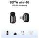 Бездротовий мікрофон BOYA Mini-16 (1TX-1RX) з приймачем для Lightning для запису / стріму / блогу + аксесуари, чорний (110784931) - зображення 1