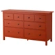 Комод с 8 ящиками IKEA HEMNES красно-коричневый 203.113.03 - изображение 1