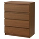 Комод с 4 ящиками IKEA MALM 80x100 см коричневая морилка ясеневый шпон 503.152.86 - зображення 1