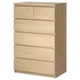 Комод с 6 ящиками IKEA MALM дубовый шпон беленый 601.786.13 - изображение 1