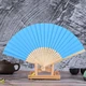 Бамбукове класичне віяло Hand Held Fan Blue - изображение 1