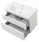Тумба подвесная ЮВВІС Aria ТПБ-2 Д 80 см Белый матовый/умывальник Fenova 80 см с 3 D эффектом - изображение 2