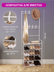 Вішалка стійка для одягу та взуття металева GTM Clothes Rack Підлогова Стальна З Полками І Гачками White - зображення 4