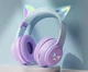 Бездротові Bluetooth навушники CatEye з підсвічуванням та котячими вушками purple - зображення 2