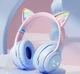Беспроводные Bluetooth наушники CatEye с подсветкой и кошачьими ушками pink+blue - изображение 4
