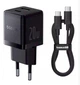 Мережевий зарядний пристрій Baseus Palm Fast Charger Type-C+USB 20W + Cable Type-C to Type-C P10111608113-01 Black - зображення 1