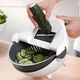 Овочерізка - мультислайсер з кошиком 9 в 1 WET BASKET VEGETABLE CUTTER Багатофункціональна ручна терка-шинковка з ємністю 62005/00 - зображення 4