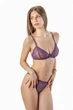 Комплект женский кружевной бюстгальтер с мягкой чашкой и стринги Felisiya Lingerie Фиолетовый 2003+204-096 70В; M - изображение 6