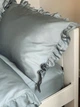 Комплект постільної білизни Cozy з рюшами сіро-блакитний Односпальний 140*200 см, простирадло 130*240 без резинки - изображение 2