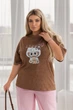 Модна футболка тай-дай Labubu "Kitty", капучино 50-52 - зображення 1