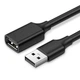 USB кабель удлинитель USB на USB UGREEN US103 Extension Cable (1m, 480 Mbit/s, USB 2.0). Black - изображение 1