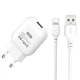 Адаптер мережний XO Type-C Cable charger L37 |1USB, 2.1A| White - изображение 1