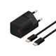 Адаптер мережевий Baseus GaN5 Fast Charger (mini) |1Type-C, 30W/3A, PD/QC| (With C to C 100W 1m cable) Black - изображение 1