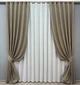 Комплект штор VR-Textil Лен Мешковина 150х270 2шт и Тюль 400х270 1770ш-115т Какао с белым 71-023/3 - изображение 1