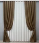 Комплект штор VR-Textil Лен Мешковина 200х270 2шт и Тюль 500х270 1476-115т Коричневый с белым 71-028/6 - изображение 1