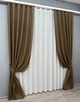 Комплект штор VR-Textil Лен Мешковина 200х270 2шт и Тюль 500х270 1476-115т Коричневый с белым 71-028/6 - изображение 2