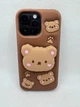 Детский резиновый чехол Bear для Apple iPhone 12 Pro Max / 13 Pro Max с подставкой держателем Коричневый - изображение 1