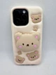 Дитячий гумовий чохол Bear для Apple iPhone 12 Pro Max / 13 Pro Max з підставкою тримачем Бежевий - зображення 1