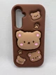 Детский резиновый чехол Bear для Samsung Galaxy A35 с подставкой держателем Коричневый - изображение 1