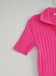 Женская футболка поло, трикотаж в рубчик, розовая, one size - изображение 3
