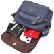 Практичная сумка из натуральной кожи для женщин Vintage 22971 синяя - изображение 10