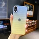 Градієнтний силіконовий чохол на iPhone X / Xs синьо - жовтий - изображение 1