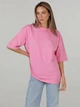 Набор футболок хлопковых оверсайз длинных женских Ray Oversize U0104W-3PACK4 S/M 3 шт Бежевый/Розовый/Черный (RAY2000000038216) - изображение 3