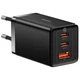 Мережевий зарядний пристрій адаптер BASEUS GaN5 Pro Fast Charger |1USB/2Type-C, PD/QC4.0, 65W/3A| + кабель USB Type-C to USB Type-C |1m, до 100W (20V/5A)| Чорний - зображення 1