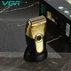 Бездротова електробритва для гоління обличчя з USB та LED-індикатором VGR V-383 Pro Золотистий з чорним + Підставка - изображение 4