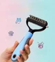 Ковтуноріз-гребінець для тварин 2 в 1 17 х 9 см щітка для вичісування шерсті та підшерстя, неіржавка сталь - зображення 1