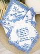 Крыжма для мальчика + мешочек Family Tradition велюровая махра с вышивкой и кружевом 100х100 см белая Крещение Богдана - изображение 2