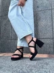 Женские босоножки на каблуке и платформе L&M 39р(25см) черные эко-замш (9050-39) - изображение 2