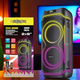 ZXX‑5530 портативна колонка 80 Вт 2×8" з Bluetooth, пульт ДУ, караоке, TWS, LED-підсвіткою, 2 радіомікрофонами, акумулятором до 12 годин - изображение 7