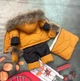 Зимний детский комбинезон-трансформер 3в1 для новорожденного с отстежным капюшоном 0-2 года Мех енот 56-86см Горчичный (LAN302) - зображення 3