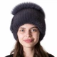 Шапка норковая вязаная Меховой Стиль Спираль 54-60 Темный сизо-дымчатый (118) - изображение 1